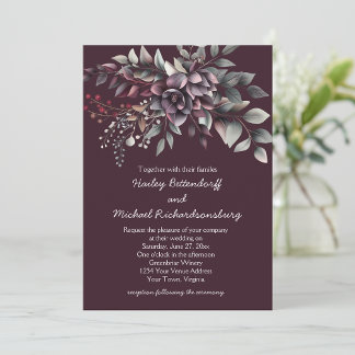 Dark Wine, Dusty Lavender, Dusty Purple, Sage | Invitation