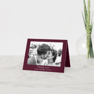 Dark Wine Fall Wedding   Rich Burgundy Plum Photo  Thank You Card