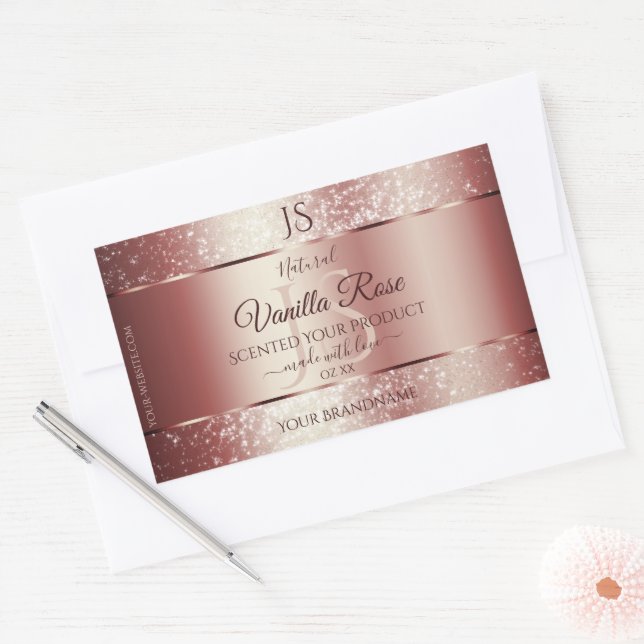 Dark Wine Red Soft Glitter Product Labels Monogram (Envelope)