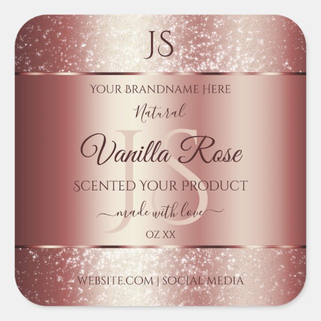 Dark Wine Red Soft Glitter Product Labels Monogram (Front)