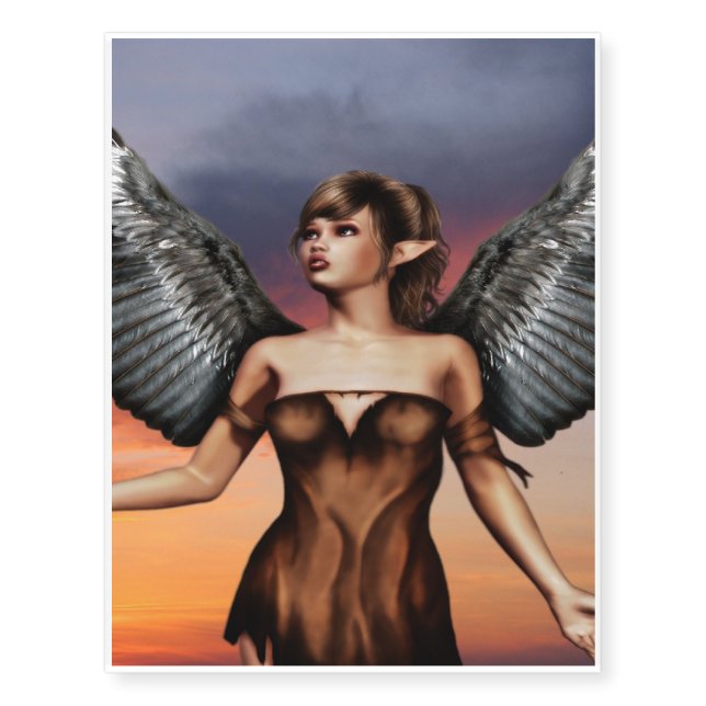 Dark Wing Angel Temporary Tattoos (Front)