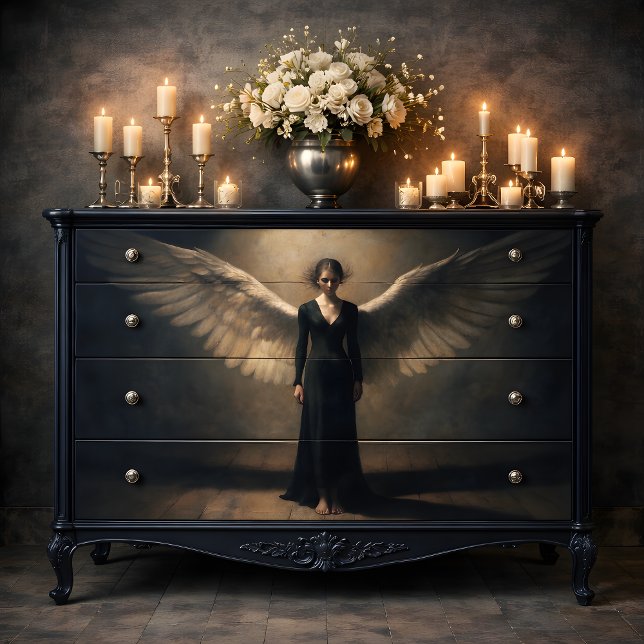 Dark Winged Angel Dramatic Fine Art Decoupage Tissue Paper (Dark Winged Angel Dramatic Fine Art Decoupage Tissue Paper)