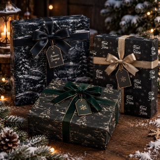 Dark Winter Elegance Collection Wrapping Paper Sheets