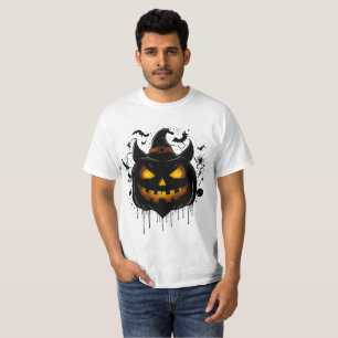 Dark Witch Pumpkin with Glowing Eyes T-Shirt