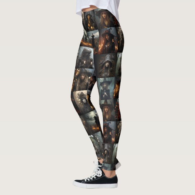 Dark Witches Collage Leggings - Spooky (Left)