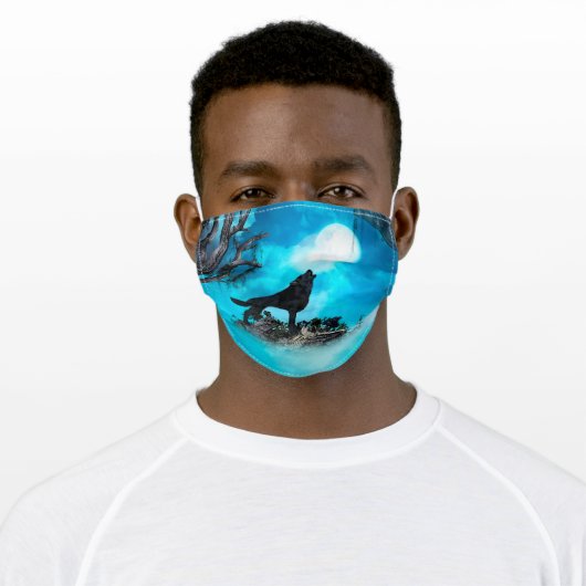 Dark wolf adult cloth face mask (Worn)