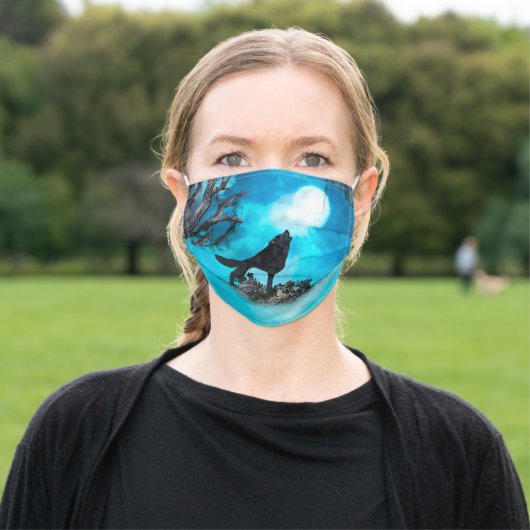 Dark wolf adult cloth face mask (Outside)