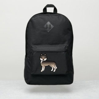 Dark Wolf Gray Siberian Husky Cute Cartoon Dog Port Authority® Backpack