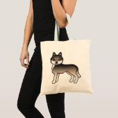 Dark Wolf Gray Siberian Husky Cute Cartoon Dog Tote Bag (Front (Product))