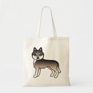 Dark Wolf Gray Siberian Husky Cute Cartoon Dog Tote Bag