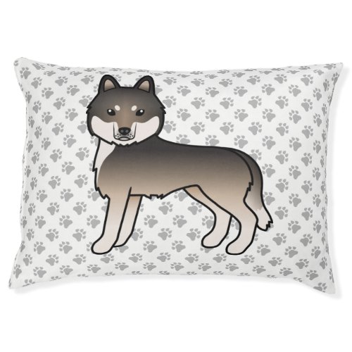 Dark Wolf Grey Siberian Husky Cartoon Dog  Paws Pet Bed