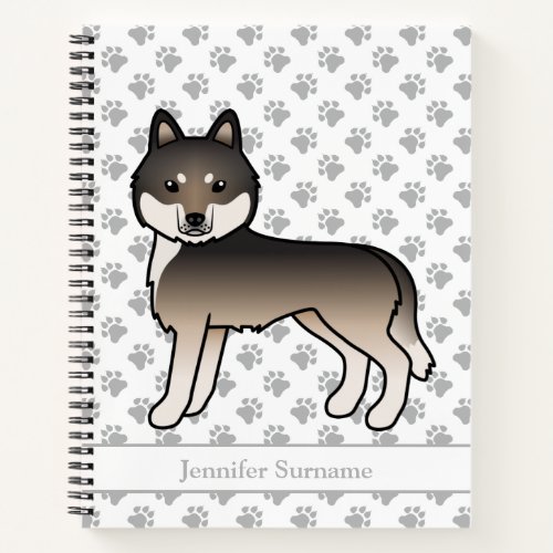 Dark Wolf Grey Siberian Husky Cartoon Dog  Text Notebook