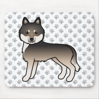 Dark Wolf Grey Siberian Husky Cute Cartoon Dog Mouse Pad
