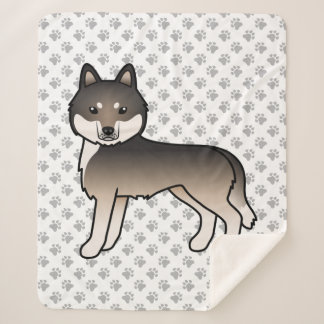 Dark Wolf Grey Siberian Husky Cute Cartoon Dog Sherpa Blanket