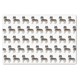 Dark Wolf Grey Siberian Husky Cute Dog Pattern Tissue Paper