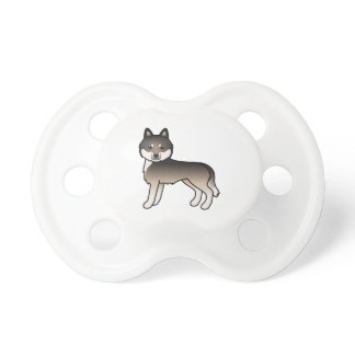 Dark Wolf Grey Siberian Husky Dog Illustration Pacifier