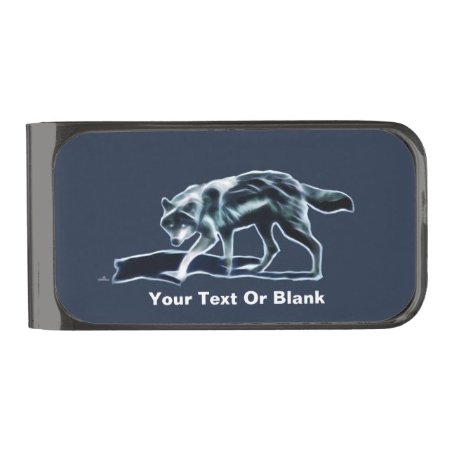 Dark Wolf Gunmetal Finish Money Clip (Front)