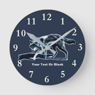 Dark Wolf Round Clock