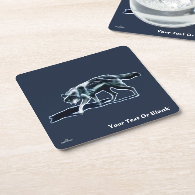 Dark Wolf Square Paper Coaster (Angled)