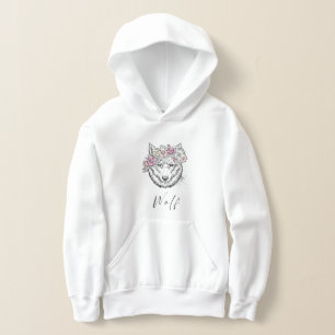 Dark Wolf Vintage Pink Yellow Flower Floral Hoodie