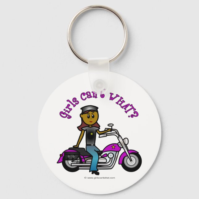 Dark Woman Biker Keychain (Front)
