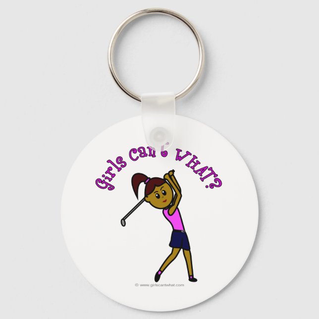 Dark Woman Golfer Keychain (Front)
