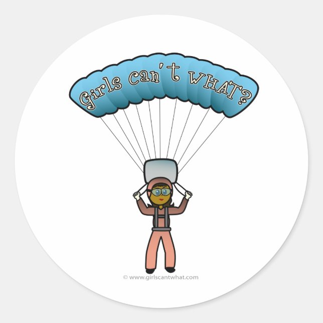 Dark Woman Sky Diving Classic Round Sticker (Front)