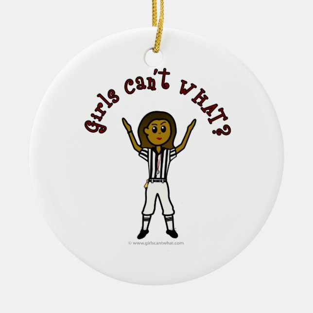 Dark Womens Football Referee Ceramic Ornament (Front)