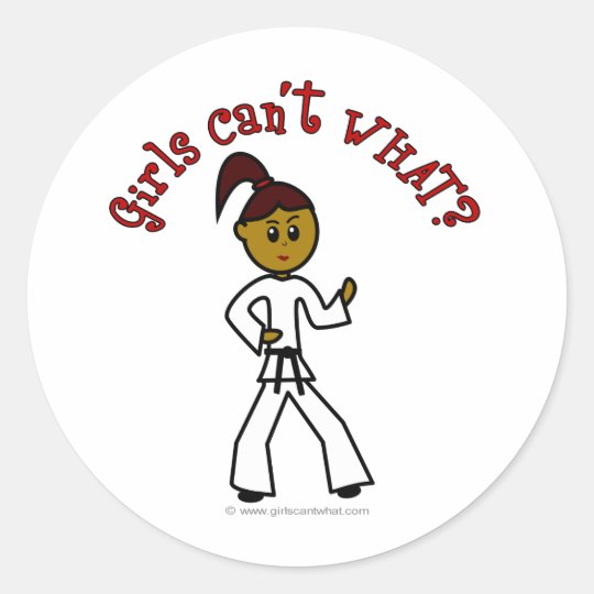 Dark Womens Karate Classic Round Sticker