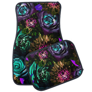 Dark Wonderland Bold Glamour Floral Flowers Car Floor Mat