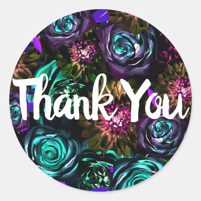 Dark Wonderland Bold Glamour Floral Flowers Party Classic Round Sticker (Front)