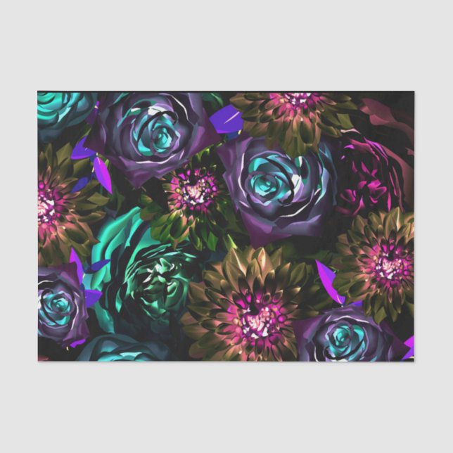 Dark Wonderland Bold Glamour Floral Flowers Party Tissue Paper (Front)