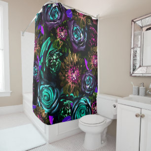 Dark Wonderland Bold Glamour Floral Flowers Shower Curtain