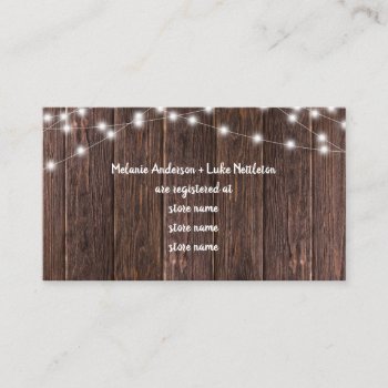 Dark Wood And Lights Bridal Shower Gift Registry Enclosure Card by lemontreeweddings at Zazzle