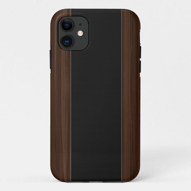 Dark Wood & Carbon Fiber Stripe iPhone 5 Case (Back)