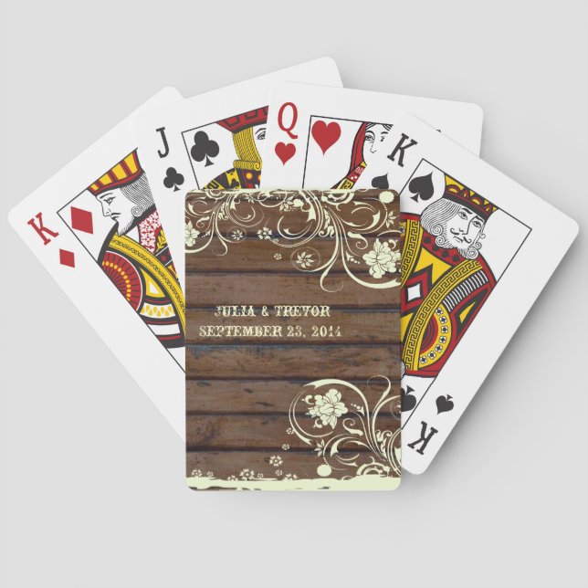 Dark Wood Country Personalized Poker Cards (Back)