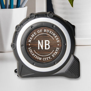 Dark Wood Custom Business Monogram Stamp Tape Measure
