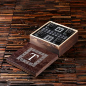 Dark Wood Gift Box, Slate Coasters & Rocks Glasses (Inside)
