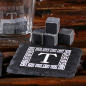 Dark Wood Gift Box, Slate Coasters & Rocks Glasses (Front Top)
