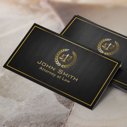 Dark Wood Gold Scale Lawyer/Attorney Business Card