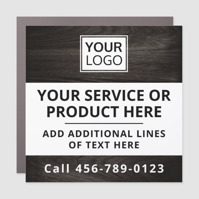  Dark wood grain add logo business service square Car Magnet (Front)