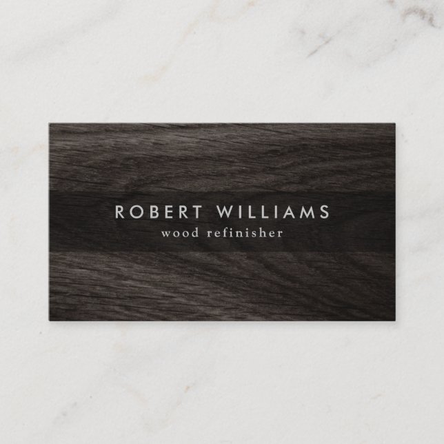 Dark wood grain carpenter carpentry professional business card (Front)