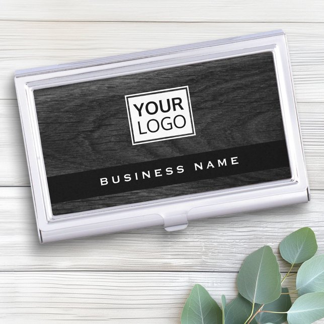Dark wood grain custom logo business card business card case (Dark wood grain custom logo business card business card case)