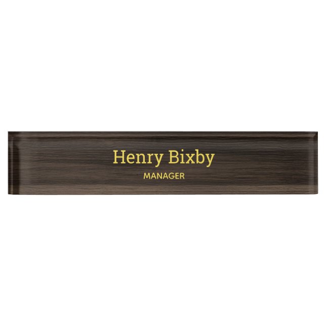 Dark Wood Grain Desk Name Plate (Front)