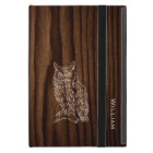 Dark Wood Grain Look with Owl iPad Air Case