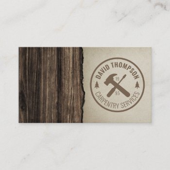 Dark Wood Grain Minimalist Professional Business Card by thebusinessbunny at Zazzle