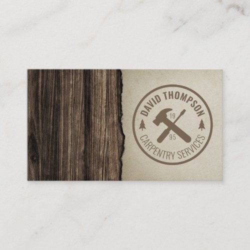 Dark Wood Grain Minimalist Professional Business Card