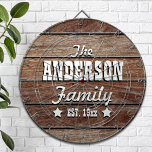 Dark Wood Grain Personalized Dart Board<br><div class="desc">Fun,  personalized design.  Makes the perfect gift for a housewarming,  wedding,  or any occasion! Faux,  dark wood grain design with your family name and year established personalized front and center.</div>