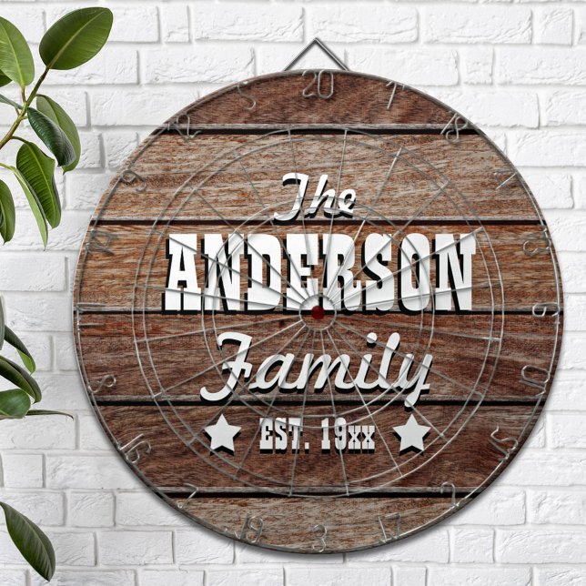 Dark Wood Grain Personalized Dart Board (Creator Uploaded)