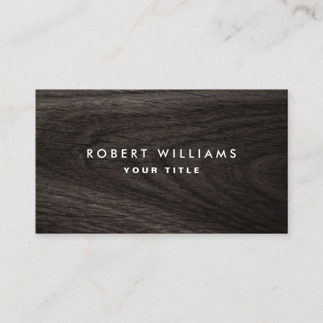 Dark wood grain professional profile business card (Front)